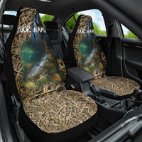 Catfish Fishing Underwater Scene Car Seat Cover Custom Name Swamp Grass and Camouflage - Wonder Print Shop