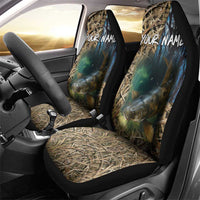 Catfish Fishing Underwater Scene Car Seat Cover Custom Name Swamp Grass and Camouflage - Wonder Print Shop