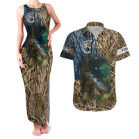 Catfish Fishing Underwater Scene Couples Matching Tank Maxi Dress and Hawaiian Shirt Custom Name Swamp Grass and Camouflage - Wonder Print Shop