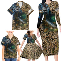 Catfish Fishing Underwater Scene Family Matching Long Sleeve Bodycon Dress and Hawaiian Shirt Custom Name Swamp Grass and Camouflage - Wonder Print Shop