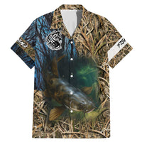 Catfish Fishing Underwater Scene Family Matching Mermaid Dress and Hawaiian Shirt Custom Name Swamp Grass and Camouflage - Wonder Print Shop