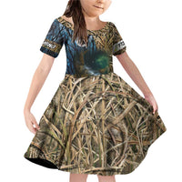 Catfish Fishing Underwater Scene Family Matching Off Shoulder Short Dress and Hawaiian Shirt Custom Name Swamp Grass and Camouflage - Wonder Print Shop