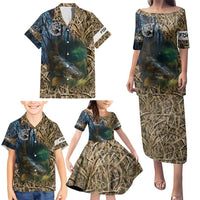Catfish Fishing Underwater Scene Family Matching Puletasi and Hawaiian Shirt Custom Name Swamp Grass and Camouflage - Wonder Print Shop