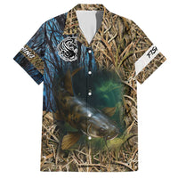 Catfish Fishing Underwater Scene Family Matching Short Sleeve Bodycon Dress and Hawaiian Shirt Custom Name Swamp Grass and Camouflage - Wonder Print Shop