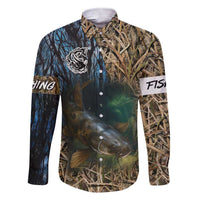 Catfish Fishing Underwater Scene Family Matching Short Sleeve Bodycon Dress and Hawaiian Shirt Custom Name Swamp Grass and Camouflage - Wonder Print Shop