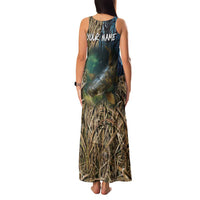 Catfish Fishing Underwater Scene Family Matching Tank Maxi Dress and Hawaiian Shirt Custom Name Swamp Grass and Camouflage - Wonder Print Shop