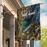 Catfish Fishing Underwater Scene Garden Flag Custom Name Swamp Grass and Camouflage - Wonder Print Shop