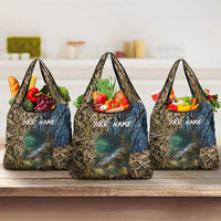 Catfish Fishing Underwater Scene Grocery Bag Custom Name Swamp Grass and Camouflage - Wonder Print Shop