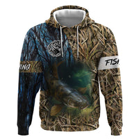 Catfish Fishing Underwater Scene Hoodie Custom Name Swamp Grass and Camouflage - Wonder Print Shop