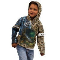 Catfish Fishing Underwater Scene Kid Hoodie Custom Name Swamp Grass and Camouflage - Wonder Print Shop