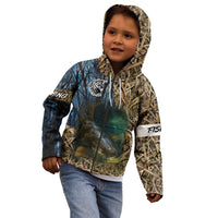 Catfish Fishing Underwater Scene Kid Hoodie Custom Name Swamp Grass and Camouflage - Wonder Print Shop