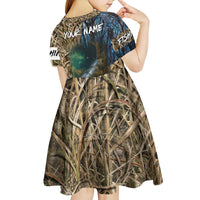 Catfish Fishing Underwater Scene Kid Short Sleeve Dress Custom Name Swamp Grass and Camouflage - Wonder Print Shop