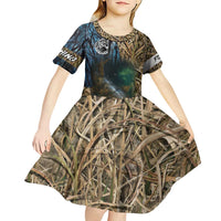 Catfish Fishing Underwater Scene Kid Short Sleeve Dress Custom Name Swamp Grass and Camouflage - Wonder Print Shop