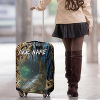 Catfish Fishing Underwater Scene Luggage Cover Custom Name Swamp Grass and Camouflage - Wonder Print Shop