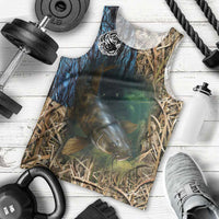 Catfish Fishing Underwater Scene Men Tank Top Custom Name Swamp Grass and Camouflage - Wonder Print Shop