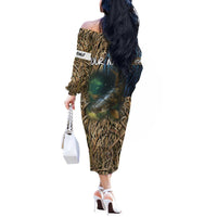 Catfish Fishing Underwater Scene Off The Shoulder Long Sleeve Dress Custom Name Swamp Grass and Camouflage - Wonder Print Shop