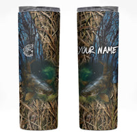 Catfish Fishing Underwater Scene Skinny Tumbler Custom Name Swamp Grass and Camouflage - Wonder Print Shop