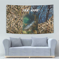 Catfish Fishing Underwater Scene Tapestry Custom Name Swamp Grass and Camouflage - Wonder Print Shop