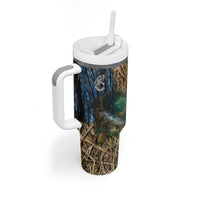 Catfish Fishing Underwater Scene Tumbler With Handle Custom Name Swamp Grass and Camouflage - Wonder Print Shop