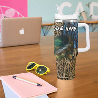 Catfish Fishing Underwater Scene Tumbler With Handle Custom Name Swamp Grass and Camouflage - Wonder Print Shop