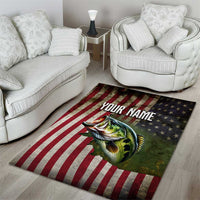 American Flag Largemouth Bass Fishing Area Rug Jumping Fish Graphic and Custom Name Design - Wonder Print Shop