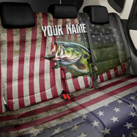 American Flag Largemouth Bass Fishing Back Car Seat Cover Jumping Fish Graphic and Custom Name Design - Wonder Print Shop
