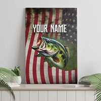 American Flag Largemouth Bass Fishing Canvas Wall Art Jumping Fish Graphic and Custom Name Design - Wonder Print Shop