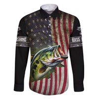 American Flag Largemouth Bass Fishing Family Matching Short Sleeve Bodycon Dress and Hawaiian Shirt Jumping Fish Graphic and Custom Name Design - Wonder Print Shop