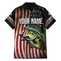 American Flag Largemouth Bass Fishing Family Matching Summer Maxi Dress and Hawaiian Shirt Jumping Fish Graphic and Custom Name Design - Wonder Print Shop