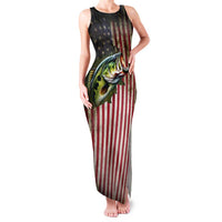 American Flag Largemouth Bass Fishing Family Matching Tank Maxi Dress and Hawaiian Shirt Jumping Fish Graphic and Custom Name Design - Wonder Print Shop