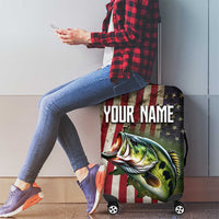 American Flag Largemouth Bass Fishing Luggage Cover Jumping Fish Graphic and Custom Name Design - Wonder Print Shop