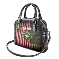 American Flag Largemouth Bass Fishing Shoulder Handbag Jumping Fish Graphic and Custom Name Design - Wonder Print Shop