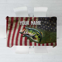 American Flag Largemouth Bass Fishing Tablecloth Jumping Fish Graphic and Custom Name Design - Wonder Print Shop