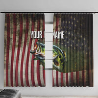 American Flag Largemouth Bass Fishing Window Curtain Jumping Fish Graphic and Custom Name Design - Wonder Print Shop