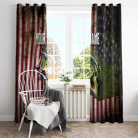 American Flag Largemouth Bass Fishing Window Curtain Jumping Fish Graphic and Custom Name Design - Wonder Print Shop