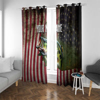 American Flag Largemouth Bass Fishing Window Curtain Jumping Fish Graphic and Custom Name Design - Wonder Print Shop