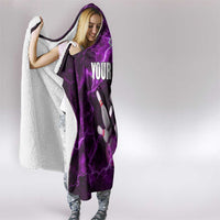 Bowling Ball and Pins Hooded Blanket Purple Lightning Background and Custom Name Design - Wonder Print Shop
