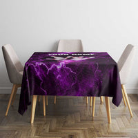 Bowling Ball and Pins Tablecloth Purple Lightning Background and Custom Name Design - Wonder Print Shop