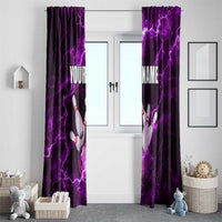 Bowling Ball and Pins Window Curtain Purple Lightning Background and Custom Name Design - Wonder Print Shop