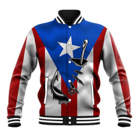 Puerto Rico Fishing Baseball Jacket Fish Hook Flag PR Custom Name - Wonder Print Shop