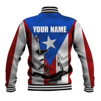 Puerto Rico Fishing Baseball Jacket Fish Hook Flag PR Custom Name - Wonder Print Shop