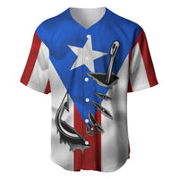 Puerto Rico Fishing Baseball Jersey Fish Hook Flag PR Custom Name - Wonder Print Shop