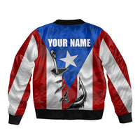Puerto Rico Fishing Bomber Jacket Fish Hook Flag PR Custom Name - Wonder Print Shop