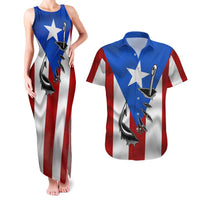 Puerto Rico Fishing Couples Matching Tank Maxi Dress and Hawaiian Shirt Fish Hook Flag PR Custom Name - Wonder Print Shop