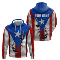 Puerto Rico Fishing Hoodie Fish Hook Flag PR Custom Name - Wonder Print Shop