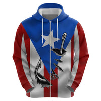 Puerto Rico Fishing Hoodie Fish Hook Flag PR Custom Name - Wonder Print Shop