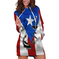 Puerto Rico Fishing Hoodie Dress Fish Hook Flag PR Custom Name - Wonder Print Shop