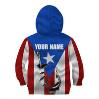 Puerto Rico Fishing Kid Hoodie Fish Hook Flag PR Custom Name - Wonder Print Shop