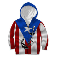 Puerto Rico Fishing Kid Hoodie Fish Hook Flag PR Custom Name - Wonder Print Shop