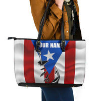 Puerto Rico Fishing Leather Tote Bag Fish Hook Flag PR Custom Name - Wonder Print Shop
